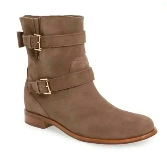 Kate Spade Sabina Suede Buckle Boot - Moto - Biker - Tan - Size 8 - Picture 1 of 8